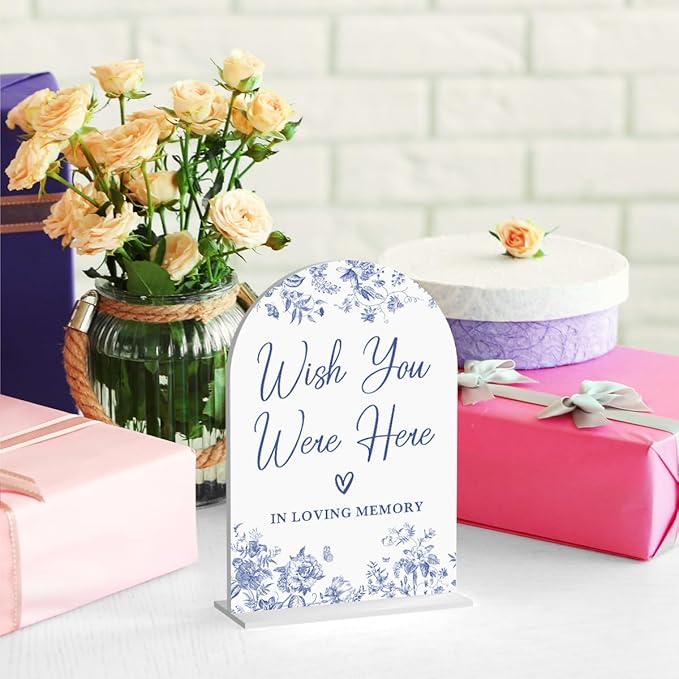 Acrylic Wedding Signs, Dusty Blue Wedding Decor, Wish You Were Here Signs - Image 4