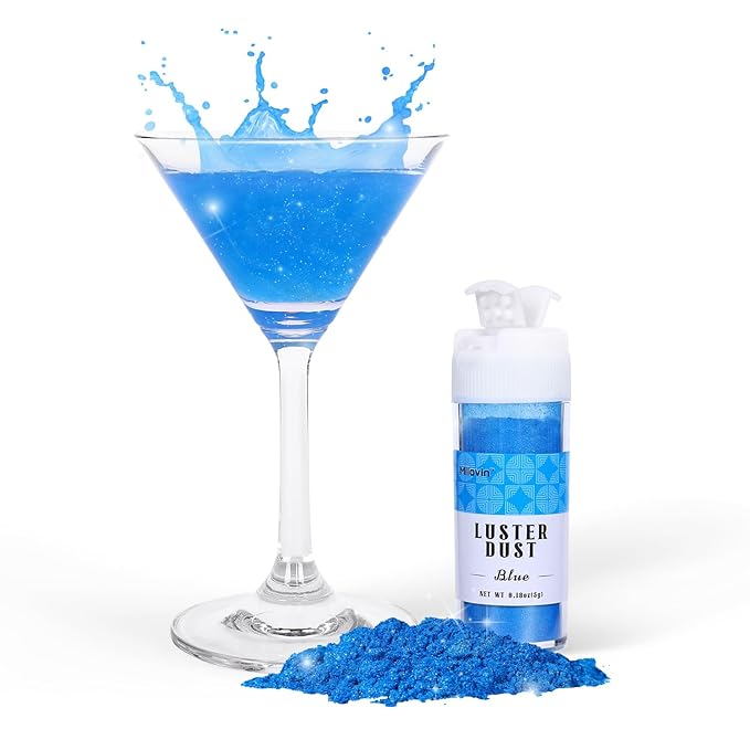 Blue Edible Glitter for Cake Decorating, 5g Luster Dust Edible, Edible Glitter by Milovin