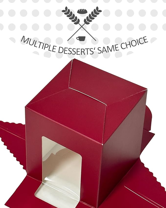 qiqee Wine Cupcake Boxes Individual Cupcake Holders Disposable 50pcs Single - Image 3