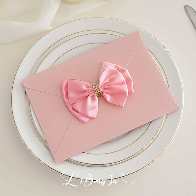 Pink Ribbon Bow 4'' Premade Pink Satin Bow, Gift Bows - Image 8
