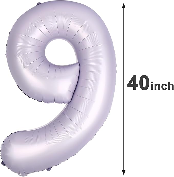 40 Inch Big Lavender 9 Balloon Number, Jumbo Giant Happy 9th 19 29 39 49 99 - Image 2