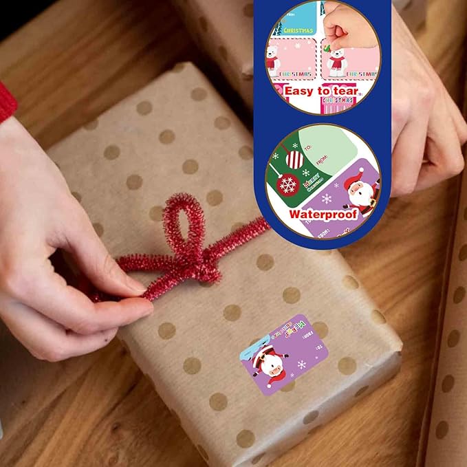 300PCS Christmas Name Tags Stickers, Self-Adhesive Christmas Gift Tags Stickers - Image 6