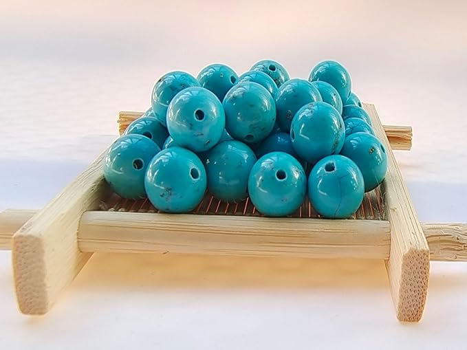 Stone Beads 8mm 100pcs Blue Turquoise Beads Round Loose Gemstones Beads - Image 2