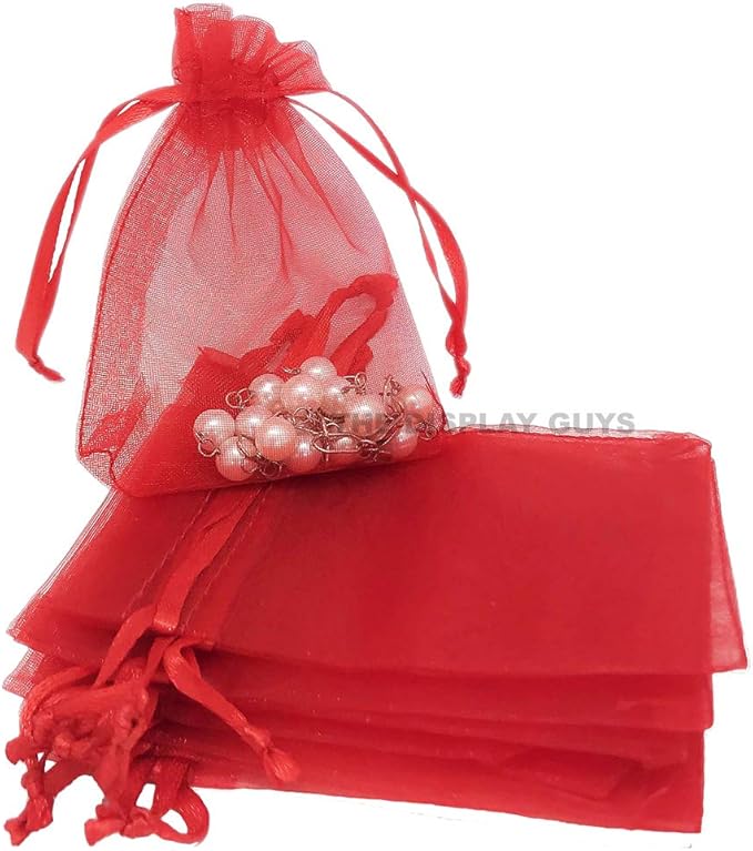 TheDisplayGuys 100-Pack 3x4 Red Sheer Organza Gift Bags by TheDisplayGuys