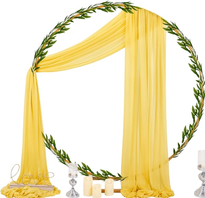 Socomi Yellow Sheer Wedding Arch Draping Fabric 29" x 20Ft 1 Panel Outdoor - Image 3