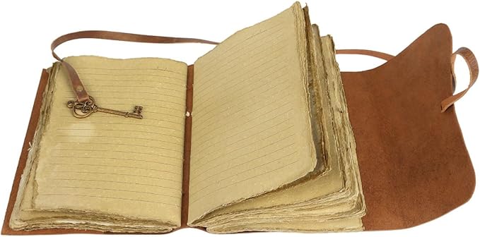 Leather Journal with Lined and Unlined Deckle Edge Paper 8x6 inch and Vintage - Image 8