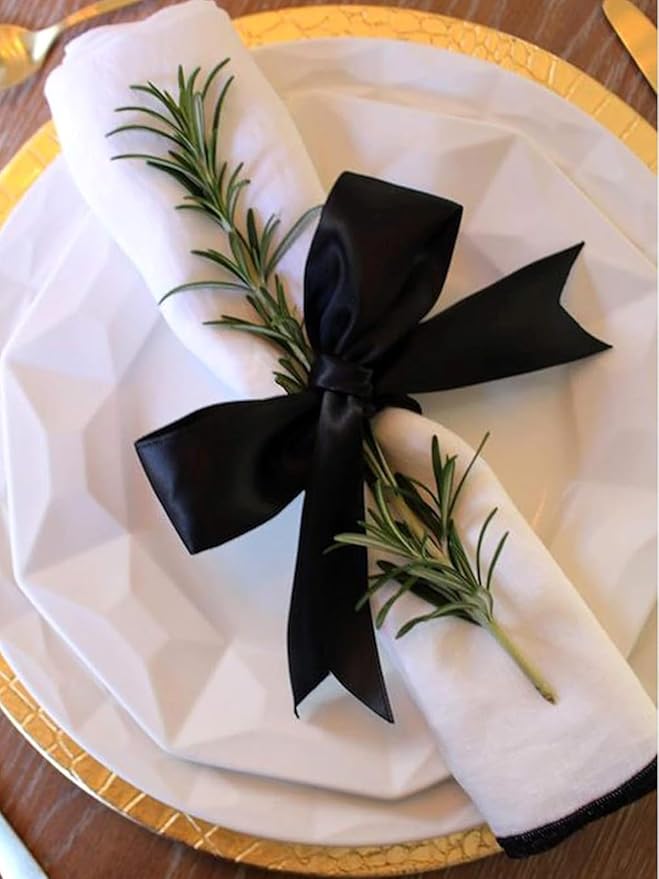 1" x 50 Yards Black Satin Ribbon Single Faced Fabric Ribbons - Image 5