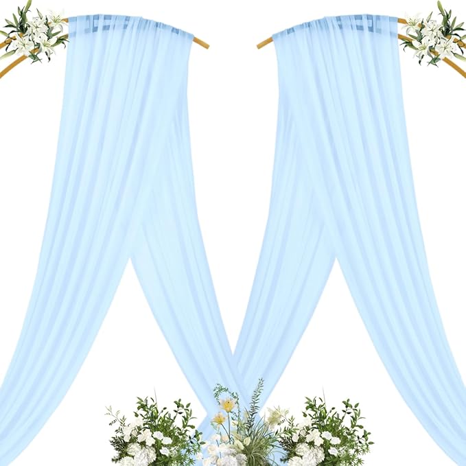 MLMC Baby Blue Wedding Arch Draping Fabric 2 Panels 29" x 20 FT Extra Long - Image 4