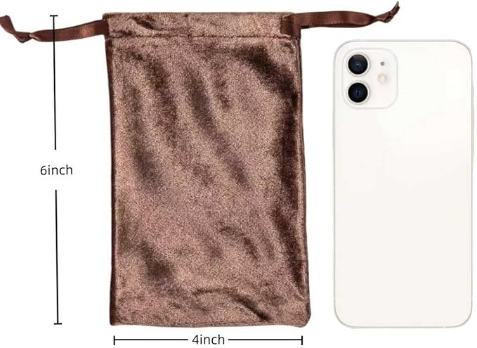 QIANF 12pcs Brown Velvet Drawstring Bags 4x6 inches Glossy Small Velvet Cloth - Image 2