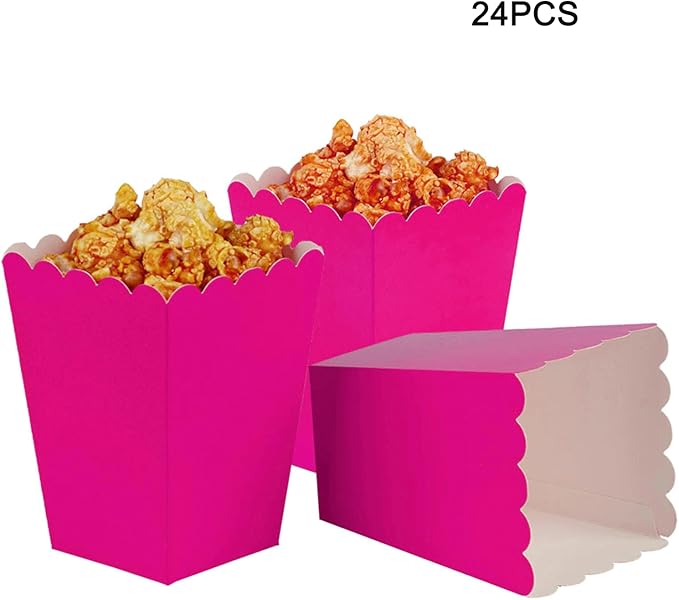 Hot Pink Popcorn Boxes Mini Paper Popcorn Box Cardboard Popcorn Container - Image 3