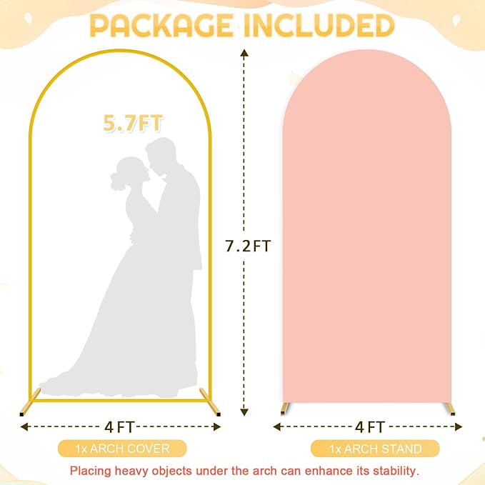 FUHSY 7.2 FT Metal Arch Backdrop Stand and Arch Cover Set Wedding Backdrop - Image 2