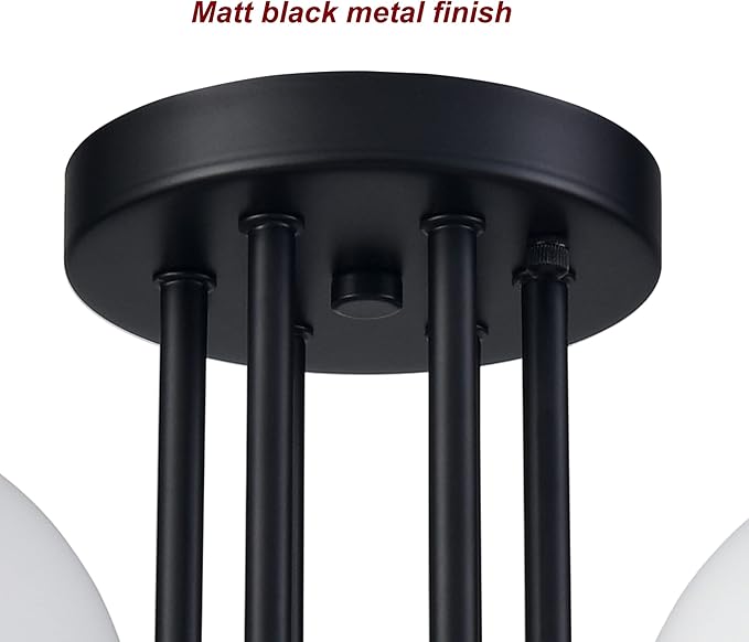Modern 6-Light Black Metal Semi Flush Mount Ceiling Light - Image 4