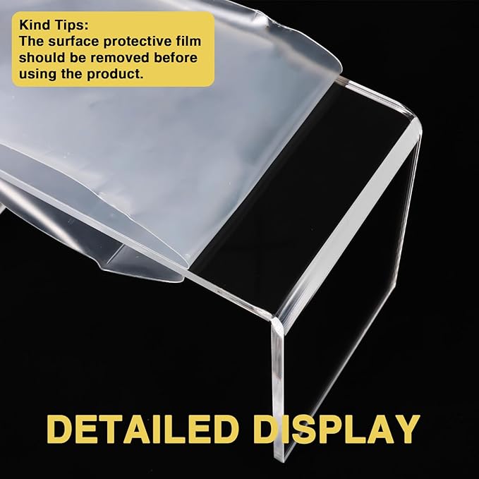 8 Pcs Acrylic Display Risers, 2 Sets Small Size Clear Acrylic Risers, 0.15" - Image 3