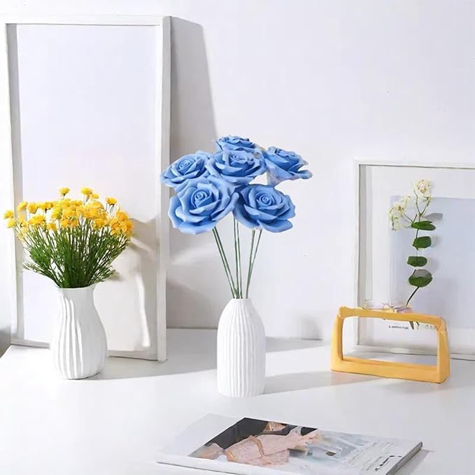 6 pcs Handmade Ceramic Roses, Featuring Vibrant Colors and Intricate Petal - Image 2