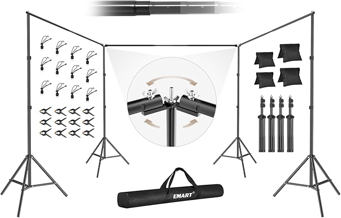 EMART Backdrop Stand, 30x7ft Large Adjustable Background Support System by EMART