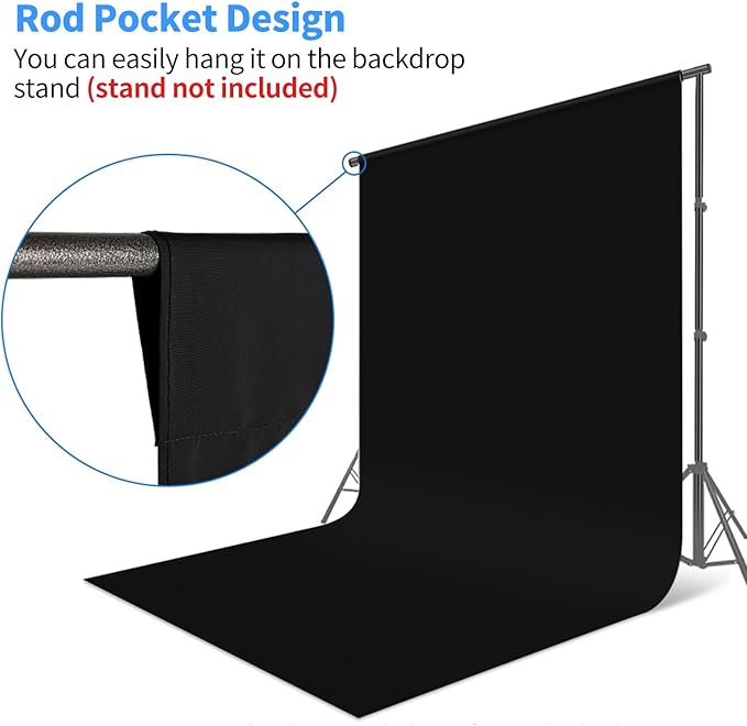 HEMMOTOP Black Backdrop Curtain, 5x6.5 ft Black Photo Backdrop - Image 6