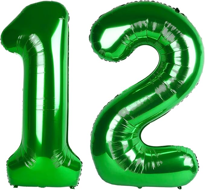 40 Inch Big Green Number 12 Balloon Birthday Decoration, Number 12 Helium by Upgesy
