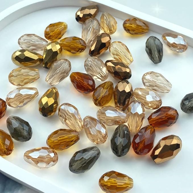 200pcs 4x6mm Teardrop Crystal Glass Beads Vertical Hole Faceted Loose Spacer - Image 2