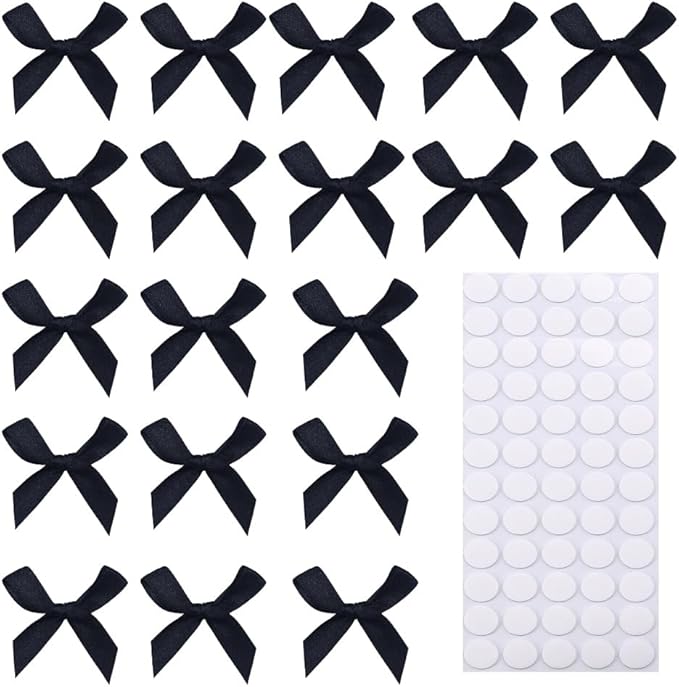 60pcs 1.7" Mini Black Ribbon Bows Decor – Small DIY Satin Bows by Unknown