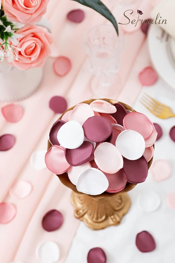 Serwalin 300Pcs Silk Pink Rose Petals Artificial Flower Petals - Image 3