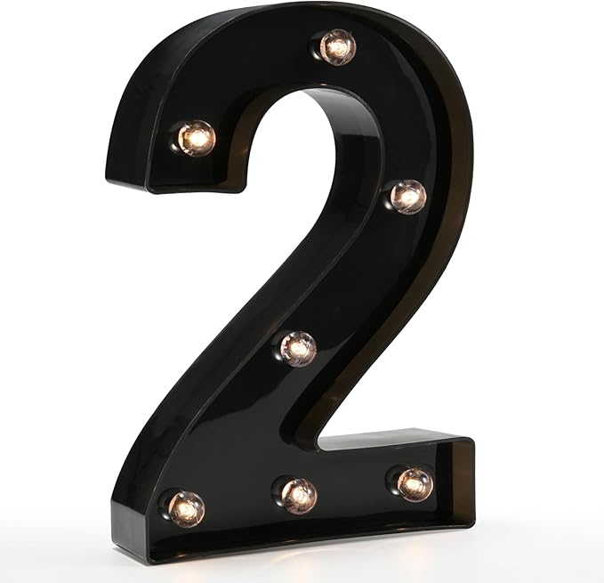 Light Up Black Alphabet Marquee Number Sign LED Marquee Number Lights Sign by OYCBUZO