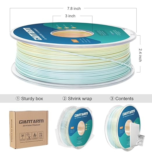 GIANTARM 3D Printer Filament Silk PLA, 1.75mm Gradient Rainbow PLA Color - Image 6