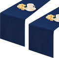 2 Pack Navy Blue Table Runner 12 x 90 Inch Solid Color Farmhouse Runners Coffee by mylacerhome