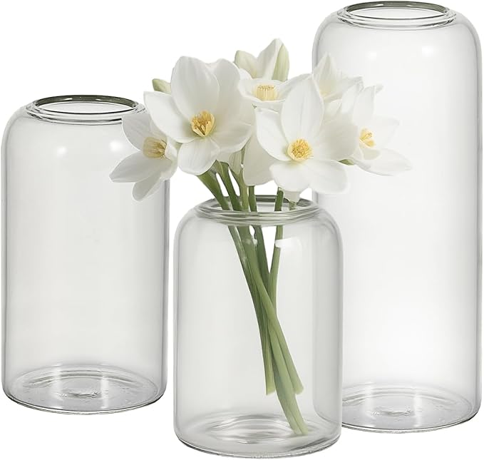 Glass Bud Vases Set of 3 Clear Flower Vase by Tahnach