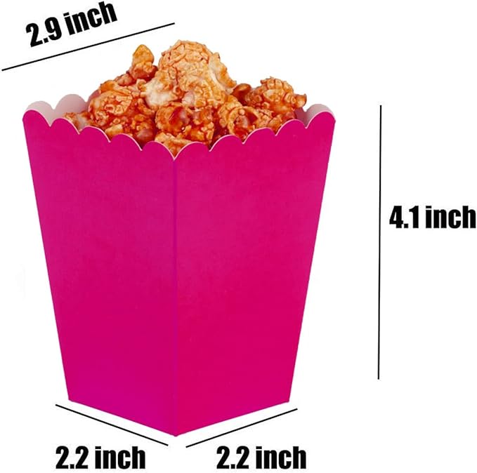 Hot Pink Popcorn Boxes Mini Pack of 12, Paper Popcorn Container - Image 2