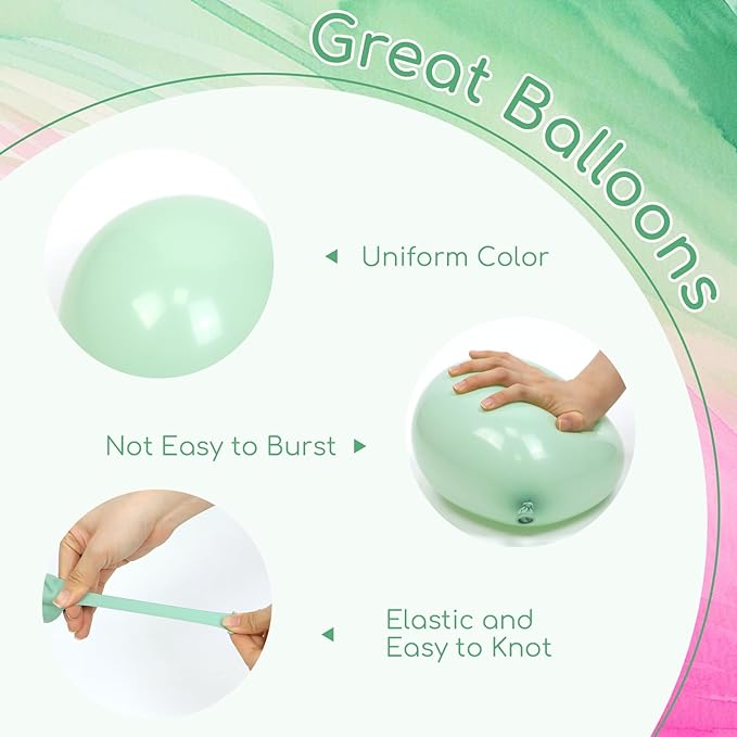 60pcs Pink and Green Balloons 12inch - Image 3