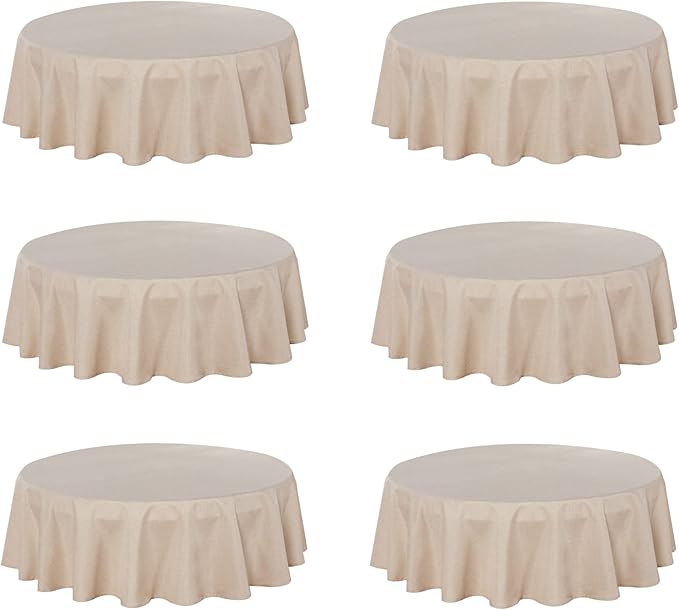Fitable Faux Linen Round Tablecloths 60 Inches by Fitable