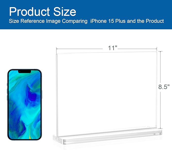BlueValley Clear Plastic Flyer Sign Holder 8.5 x 11 Standing, Horizontal Table - Image 2