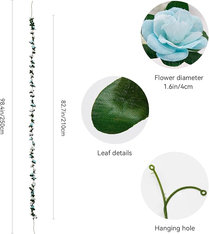 12 PCS 98.4 FT Artificial Flower Garland Rose Garland - Image 2