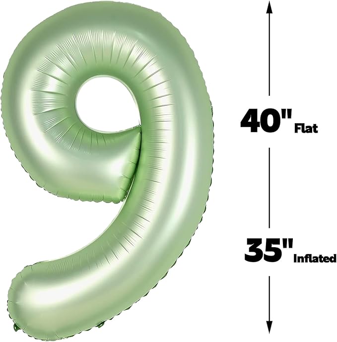 Big Sage Green 40 Inch 9 Balloon Number, Jumbo Giant 9th 19 29 39 49 99 - Image 3