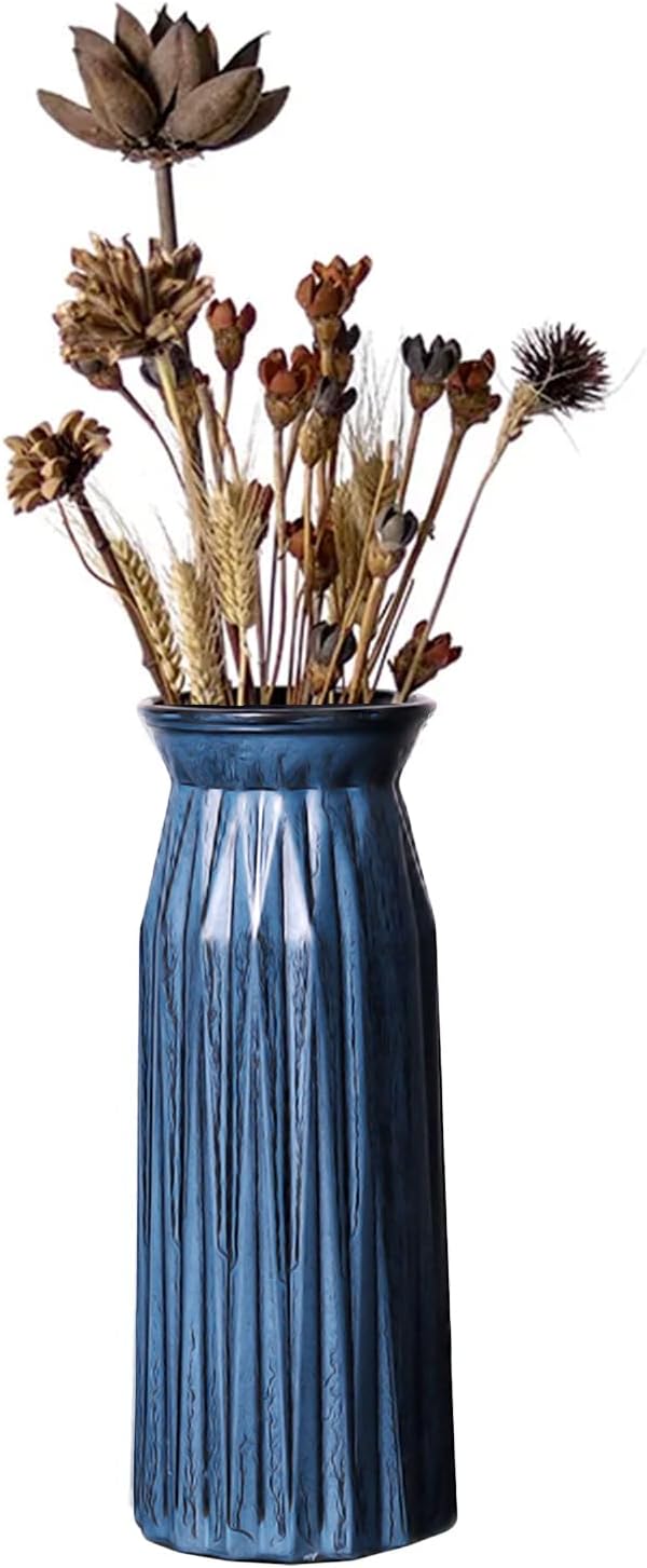 Blue Antique Vase, 12 Inches Elegant Vintage Glass Vase Rustic European Unique by Valemoon