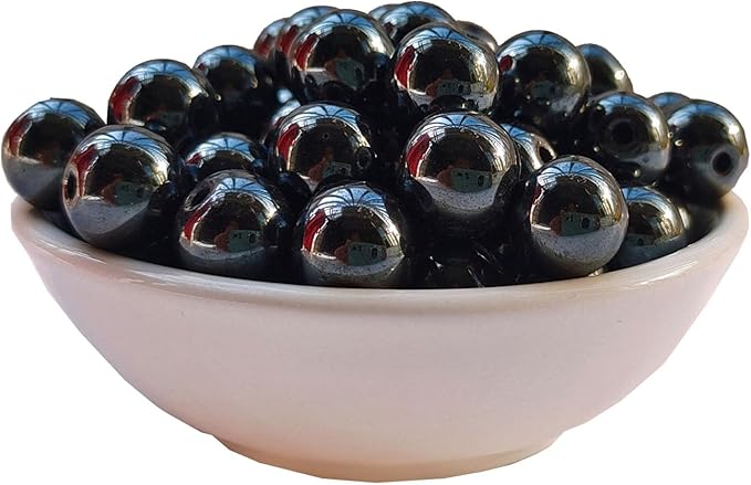 Stone Beads 8mm 100pcs Black Hematite Beads Round Loose Gemstones Beads by ABOKOY
