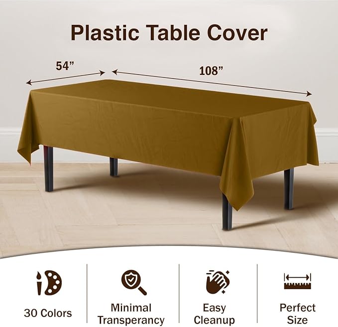 Party Solids Pack Of 12 Premium Plastic Tablecloth 54 Inch x 108 Inch Rectangle - Image 3
