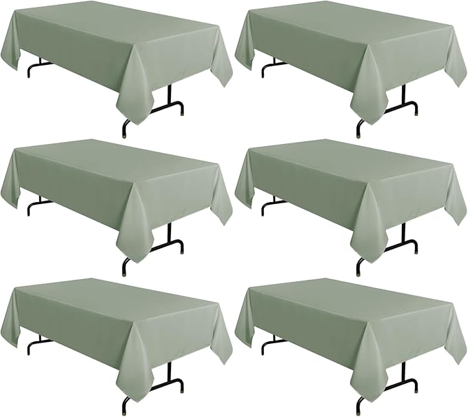 sancua 6 Pack Sage Green Tablecloth 60 x 102 Inch, Rectangle Table Cloth by sancua