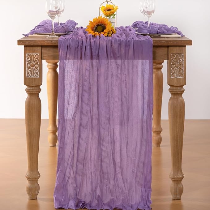Lavender Purple Cheesecloth Table Runner Fall Table Runner Boho Gauze 120 - Image 4