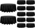 12 Pack Black Round Tablecloth 90 Inch Round Table Covers Bulk Washable by Fivenl