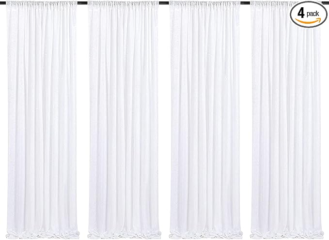 Poise3EHome White Sequin Backdrop Curtain, 4 Panels 2FTx8FT Glitter Background by Poise3EHome