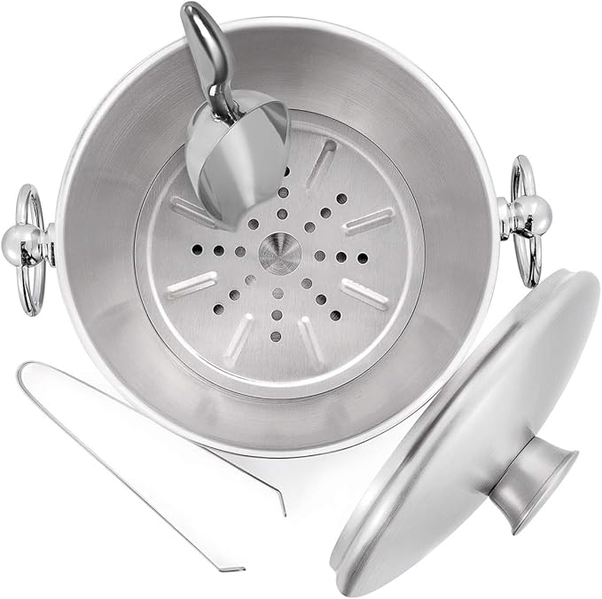 Ice Bucket with Lid, Tongs and Strainer - Image 5