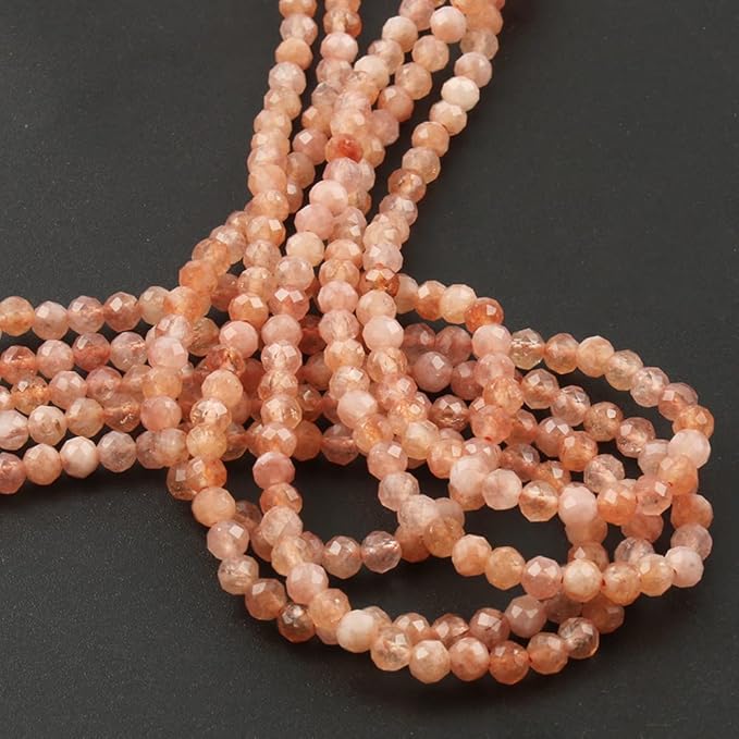 Song Xi 120pcs 3mm Natural Sunstone Gemstone Beads Faceted Round Loose Stone - Image 8
