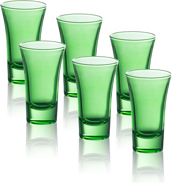 M&N HOME Green 2 Oz Shot Glasses, Heavy Base, Christmas Gift by MNHOME