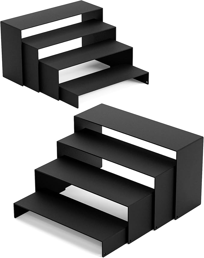 Black Matte Metal Display Stand, Metal Rectangular Display Shelf by NEETBU