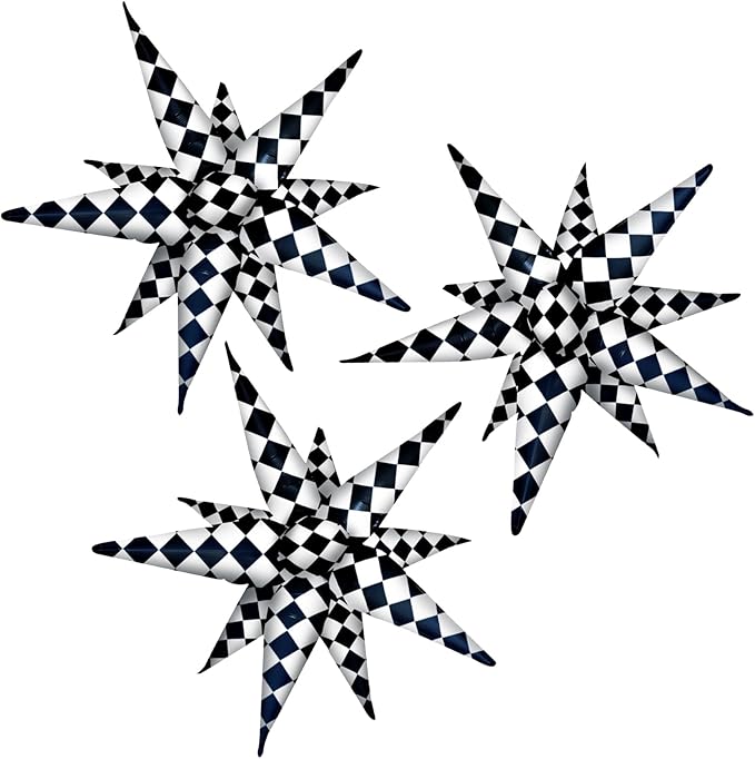 3pcs 26inch 3D Black White Explosion Star foil Balloon by Enimapod