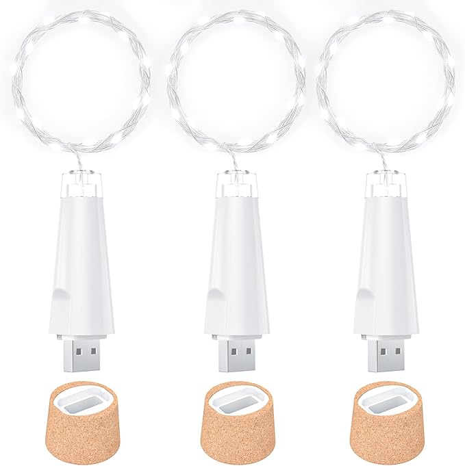 USB Bottle Lights Rechargeable Wine Bottle Fairy Lights Cork LED String Lights by Unknown