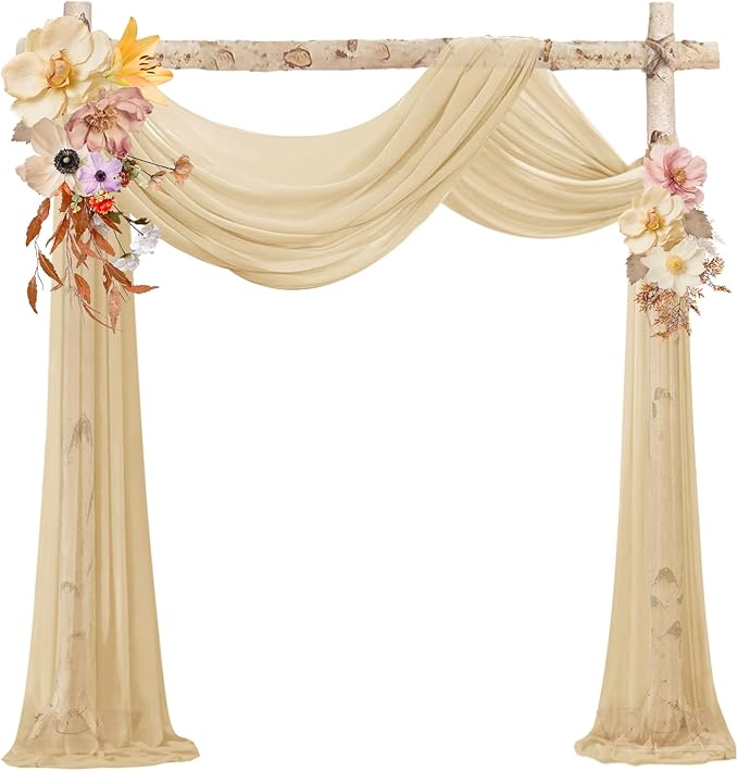 VOK Wedding Arch Draping Fabric Chiffon Fabric, 29in x 18Ft Sheer Chiffon by VOK