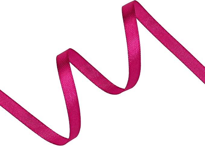 Rose Red Satin Ribbon 1/4 inch X Continuous 100 Yards, Single Face Polyester - Image 2
