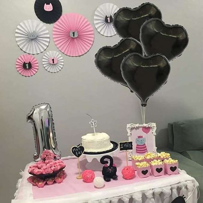 BEISHIDA 30 pcs18inch Black Heart Shape Foil Mylar Balloons - Image 6